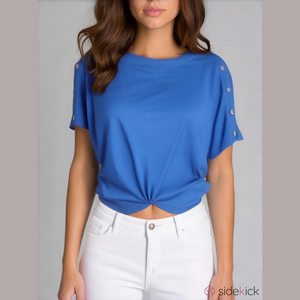 Banana Republic Boatneck Top Womans Medium Buttons Elevated Casual